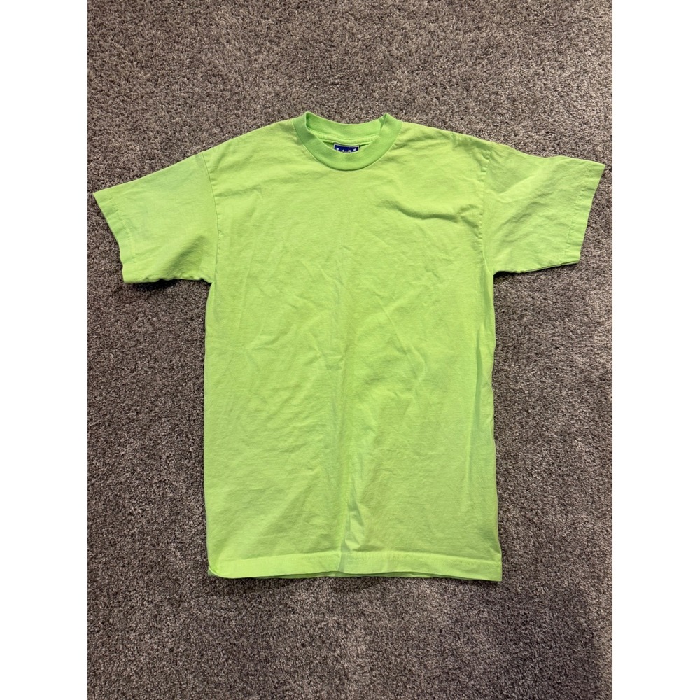 HI-Vis Neon Green T Shirt Mens Medium Union Made USA Basic Tee Cotton
